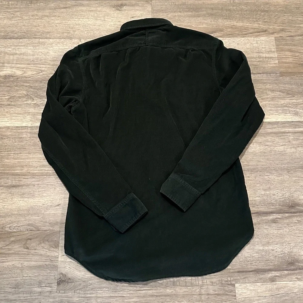 Banana Republic Shirt Mens Medium Slim Fit Corduroy Button Up Solid Dark Green